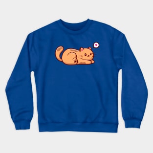 Cute Cat Laying Down On The Floor Cartoon Crewneck Sweatshirt